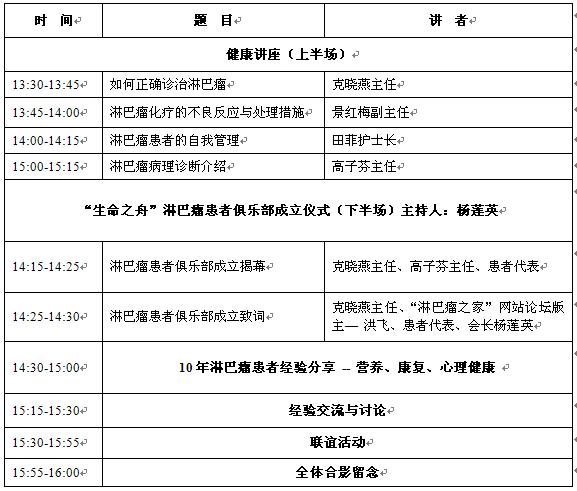 5月21日：北医三院血液科淋巴瘤健康讲座与“生命之舟”淋巴瘤患者俱乐部成立