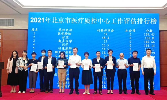 我院承接的北京市医疗质量控制和改进中心在2021年度工作评估中取得优异成绩