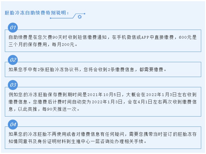 “让患者少跑腿，让信息多跑路”——胚胎冷冻续费升级啦！