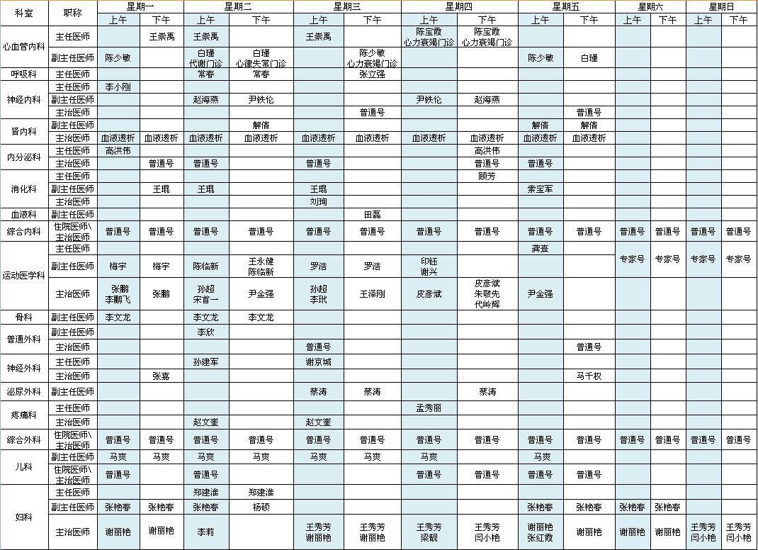 首都国际机场院区2021年5月出诊安排