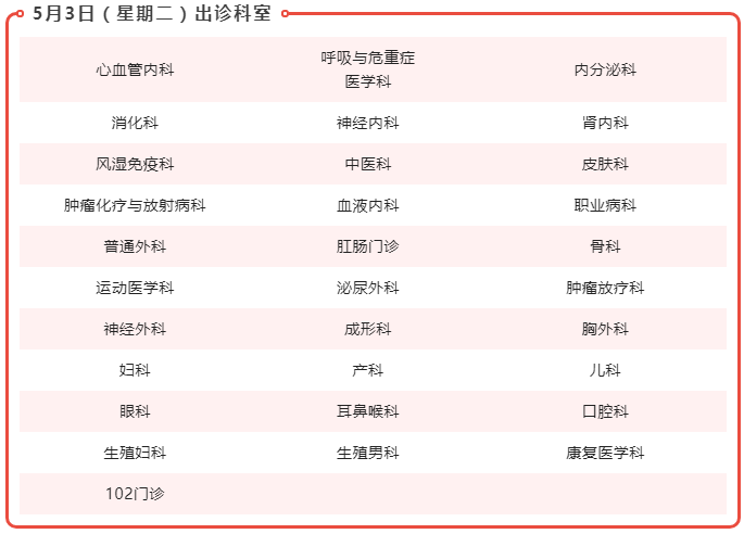 北京大学第三医院2022年劳动节假期门诊安排