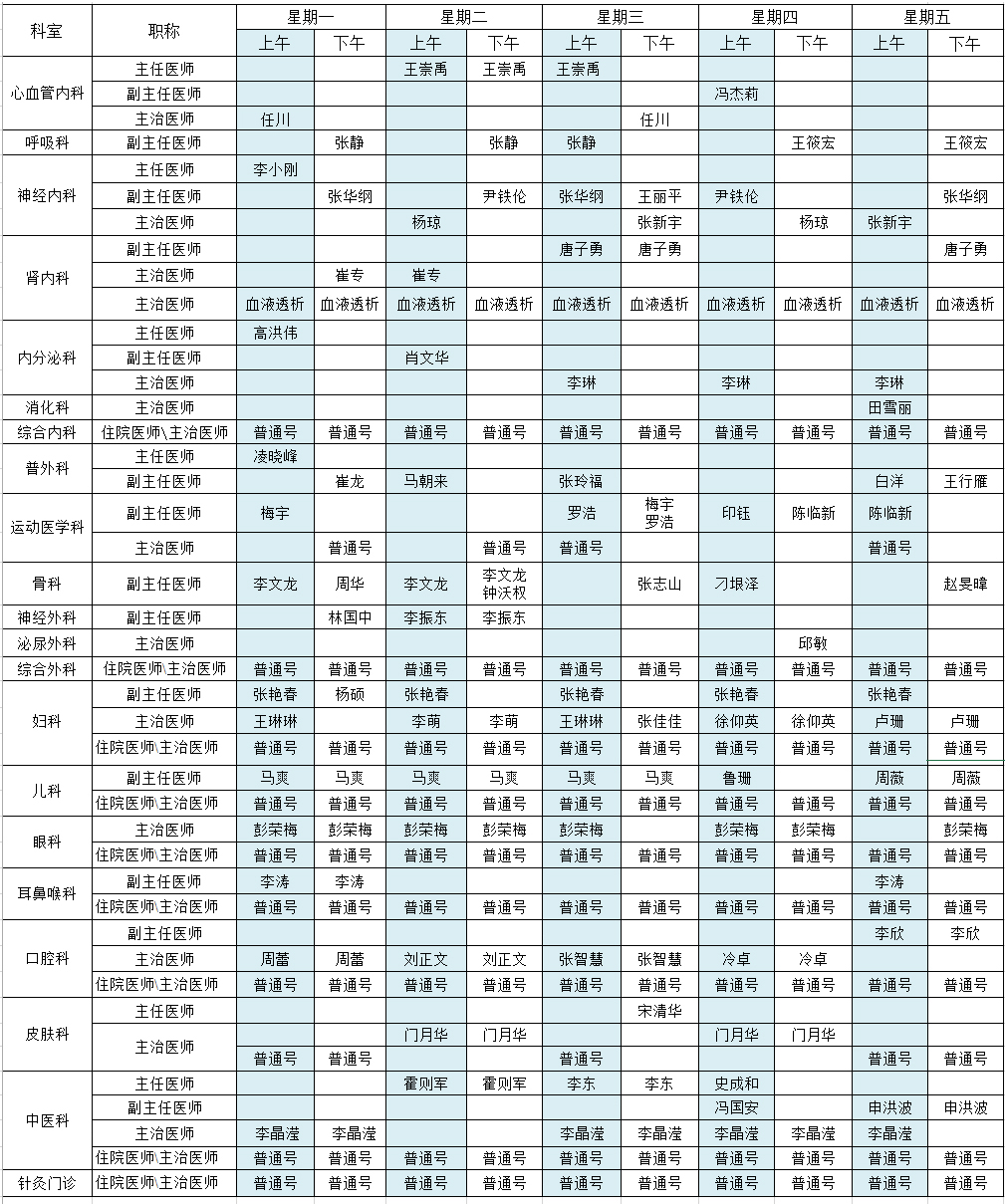 首都国际机场院区2019年8月出诊安排