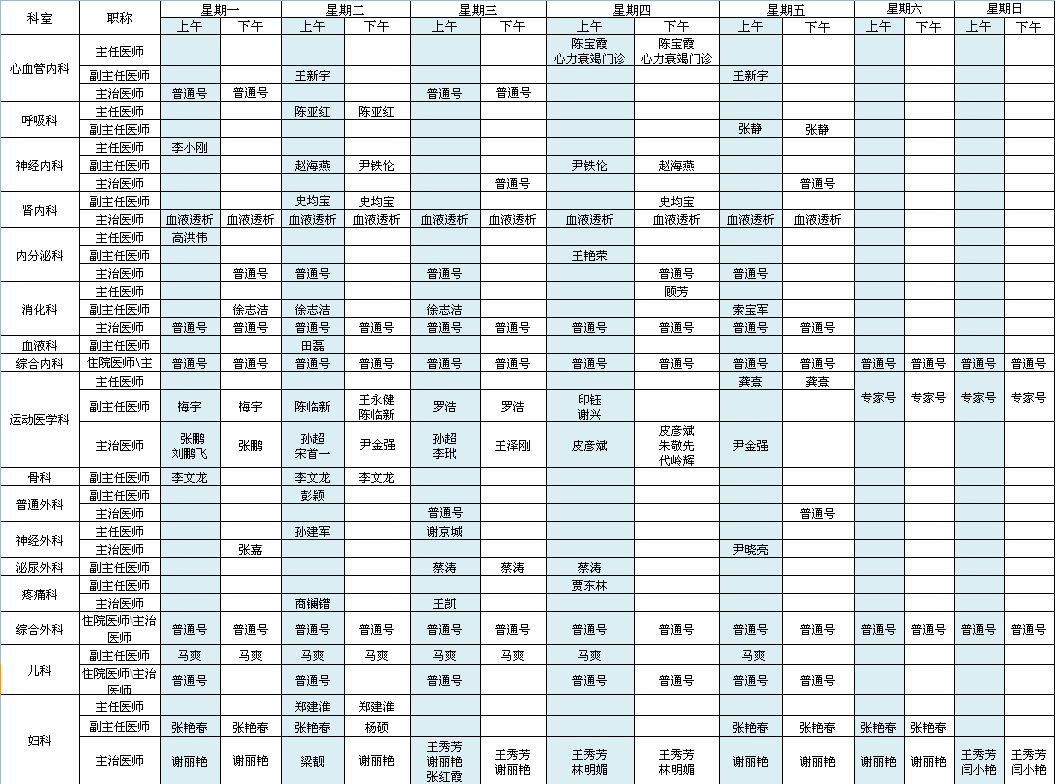  首都机场院区2021年8月出诊安排